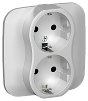 FLITE Розетка 2-местная с заземлением без защитных шторок безвинтовое крепление 16А в сборе алюминий (FI-R21A-16-1-K47)