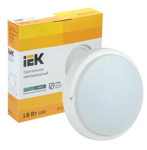 IEK Светильник светодиодный ДПО 4004 18Вт 4000K IP54 круглый пластиковый белый (LDPO0-4004-18-4000-K01) фото 3