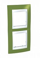 SCHNEIDER ELECTRIC UNICA-Хамелеон Рамка вертикальная 2 поста фисташковый/белый (MGU6.004V.866)