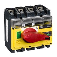 SCHNEIDER ELECTRIC Выключатель-разъединитель INV100 4п красная рукоятка/желтая панель (31181)