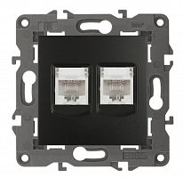 ЭРА Розетка 2хRJ45,  Elegance, антрацит, 14-3108-05 (Б0034312)