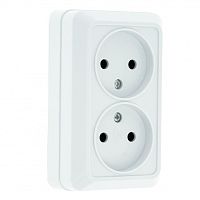 EKF Розетка Рим двухместная 10А без заземления керамическая белая PROxima (ENR10-102-10C)