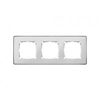 SIMON Рамка 3 поста белая/основание хром (8201630-244)