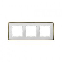 SIMON Рамка декоративная, 3 поста, Select, S82 Detail, белый-золото (8201630-245)