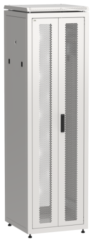 IEK Шкаф напольный сетевой 19' LINEA N 42U 600х600мм передняя распашная перфорированная дверь задняя перфорированная серый (LN35-42U66-2PP)