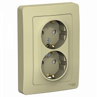 SCHNEIDER ELECTRIC BLANCA С/У РОЗЕТКА двойная с заземлением со шторками, 16А, 250В, БЕЖЕВЫЙ (BLNRS001127)