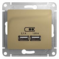 SCHNEIDER ELECTRIC GLOSSA Механизм розетки USB в рамку, 5В/2100мА  титан (GSL000433)