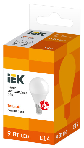 IEK Лампа светодиодная LED 9вт Е14 тепло-белый матовый шар ECO фото 2