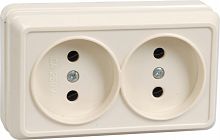 IEK ОКТАВА Розетка двойная наружная бежевая без крышки 10А (ERO20-K33-10-DC)