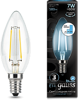 GAUSS Лампа светодиодная LED 7Вт 230в, E14 Filament белый, свеча  (103801207)