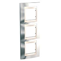 SCHNEIDER ELECTRIC Рамка 3 поста вертикальная серебро/бежевая вставка (MGU66.006V.510)