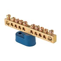 EKF Шина 0 N  (6х9мм) 10 отверстий латунь синий угловой изолятор PROxima (sn0-63-10-1)