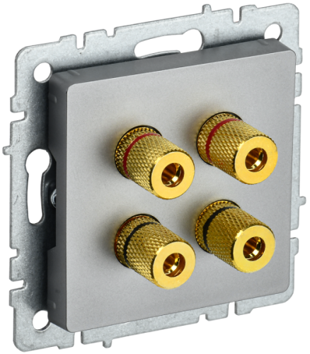 IEK BRITE Аудиорозетка 4-местная РА10-БрС сталь (BR-S40-K46)