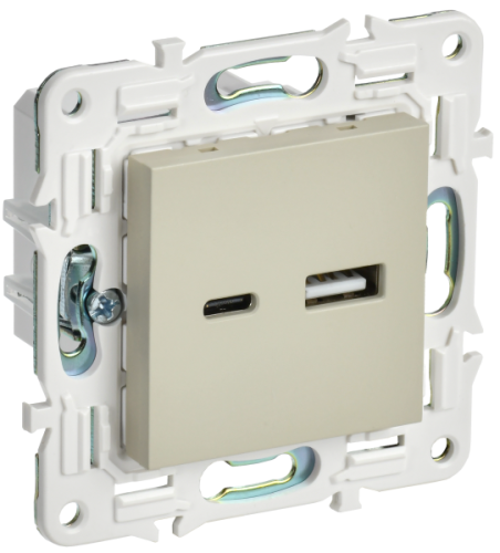 IEK SKANDY Розетка USB A+C 18Вт SK-R13B бежевый (SK-U22-018-K10) IEK SKANDY Розетка USB A+C 18Вт SK-R13B бежевый (SK-U22-018-K10)