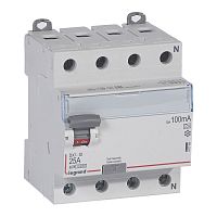 LEGRAND Выключатель дифференциального тока  (УЗО) DX3 4П 25А А 100мА N справа (411769 )