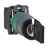 SCHNEIDER ELECTRIC Переключатель 22мм, 3 позиции, с ключом, с возвратом, заподлицо, 2НО, пластик C0 (XB5AG33C0)