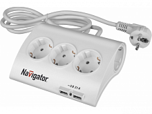 NAVIGATOR Удлинитель бытовой 5х1.8м с заземлением 16А ПВС 3х1.00 USB (71544) (19812)