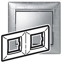 LEGRAND VALENA Рамка 2 поста горизонтальная алюминий модерн (770342 )