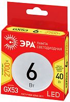 ЭРА Лампа светодиодная ECO LED GX-6W-827-GX53  (диод, таблетка, 6Вт, тепл, GX53  (10/100/5600)  (Б0036539)