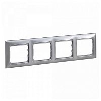 LEGRAND VALENA Рамка 4 поста горизонтальная алюминий индивидуальная упаковка (694333)