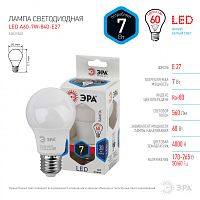ЭРА Лампа светодиодная LED A60-7W-840-E27  (диод, груша, 7Вт, нейтр, E27  (10/100/1500)  (Б0029820)