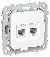 FLITE Розетка 2-местная компьютерная RJ45 категория 5Е UTP  белый (FI-K22-1-K01)