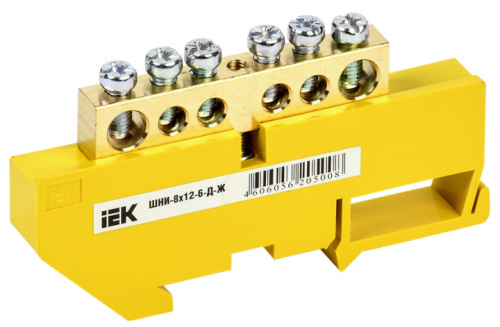 IEK Шина PE земля на DIN-изоляторах ШНИ-8х12-6-Д-Ж (YNN10-812-6D-K05)