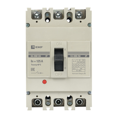 EKF Выключатель автоматический трехполюсный ВА-99М/250 125А РЭ1250А (mccb99-250-125m) фото 4 EKF Выключатель автоматический трехполюсный ВА-99М/250 125А РЭ1250А (mccb99-250-125m) фото 4