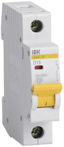 IEK Выключатель автоматический однополюсный 16А D ВА47-29 4.5кА (MVA20-1-016-D)