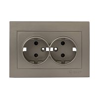 EKF Валенсия лицевая панель розетки 2-местной с/з 16А кашемир с защ. штор. EKF PROxima (ESR16-L-128-40)
