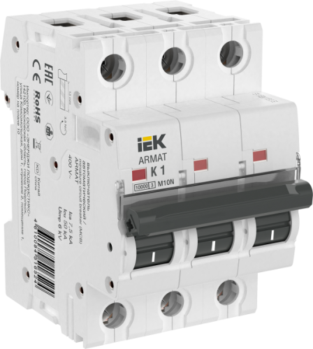 IEK ARMAT Выключатель автоматический трехполюсный M10N  K 1А (AR-M10N-3-K001)