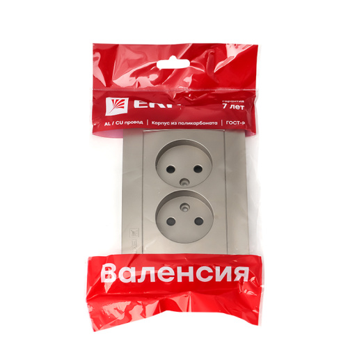 EKF Валенсия лицевая панель розетка 2-местной б/з 10А кашемир с защ. штор. EKF PROxima (ESR10-L-102-40) фото 3