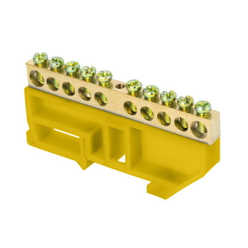 EKF Шина 0 N 6х9мм 10 отверстий латунь желтый изолятор на DIN-рейку розничный стикер PROxima (sn0-63-10-dz-r)