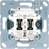 JUNG Кнопка без фиксации 2-клавишная  (2 НО контакта с 2-мя лампами тлеющего разряда арт.- 94 в комплекте (535U5)