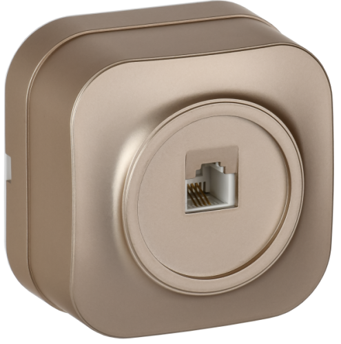 IEK GLORY Розетка для открытой установки телефонная RJ11 РТ20-ХШм шампань матовый  (ETH10-K37M)