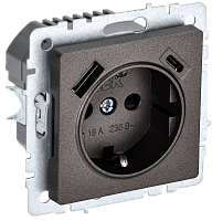 IEK BRITE Роз. с з/к/ш 16А с USB A+C 18Вт РЮш11-1-БрТБ бр. IEK (BR-R14-16-U22-018-K45)