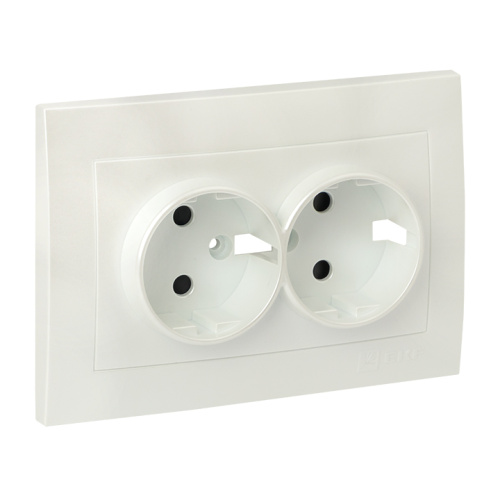 EKF Валенсия лицевая панель розетки 2-местной с/з 16А жемчуг с защ. штор. EKF PROxima (ESR16-L-128-50)