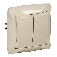 SCHNEIDER ELECTRIC ДУЭТ Выключатель двухклавишный бежевый (WDE000252)