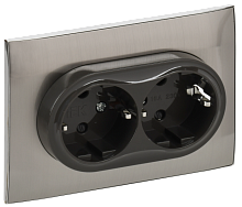 IEK SKANDY Розетка 2-местная с заземлением с защитными шторками 16А в сборе SK-R07N никель  (SK-R24-16-K50-F)