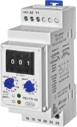 МЕАНДР Реле времени РВО-П3-08 0.01с-999ч катушка управления AC/DC 24В-240В ( 4640016930753)