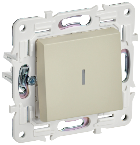 IEK SKANDY Выключатель 1-клавишный с индикацией 10А SK-V07B бежевый  (SK-V10-1-10-K10)