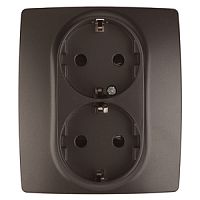 ЭРА Розетка 2X2P+E Schuko со шторками, 16A-250В, , бронза, 12-2104-13 (Б0019332)