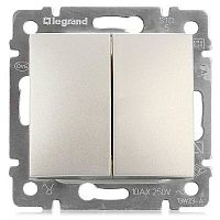 LEGRAND VALENA Переключатель на 2 направления двухклавишный алюминий (694339)
