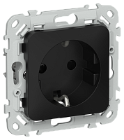 FLITE Розетка с заземлением с защитными шторками безвинтовое крепление 16А  черный (FI-R14-16-1-K02)
