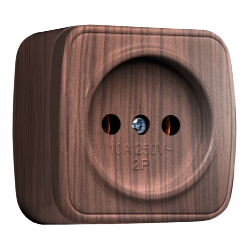 EKF Розетка 1-местная ОП Минск 10А без заземления темное дерево (EGR10-022-40)