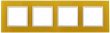 ЭРА Рамка на 4 поста, стекло,  Elegance, жёлтый+бел, 14-5104-21 (Б0034530)