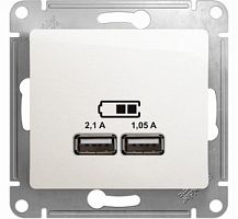 SCHNEIDER ELECTRIC Розетка GLOSSA USB 5В/2100мА 2х5В/1050мА механизм перламутр (GSL000633)