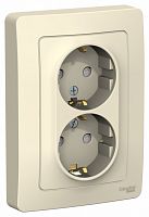 SCHNEIDER ELECTRIC BLANCA скрытой установки розетка двойная с заземлением со шторками, 16А, 250В, молочный (BLNRS001122)