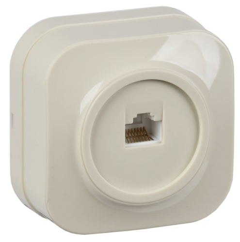 IEK GLORY Розетка одноместная наружная телефонная кремовая (ETH10-K33)