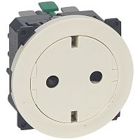 LEGRAND Celiane Розетка 2К+З с плоской лицевой панелью немецкий стандарт безвинтовые зажимы слоновая кость (067169 )